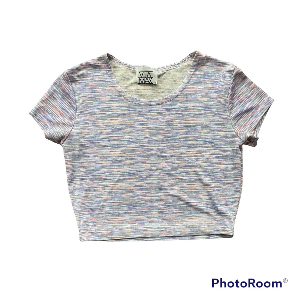 Lightweight Sheer Stretchy Rainbow Sherbert Colors Summer Crop Top